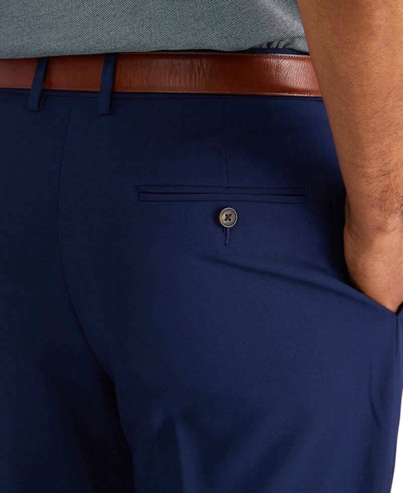 Men's Premium Comfort Stretch Classic-Fit Solid Pleated Dress Pants