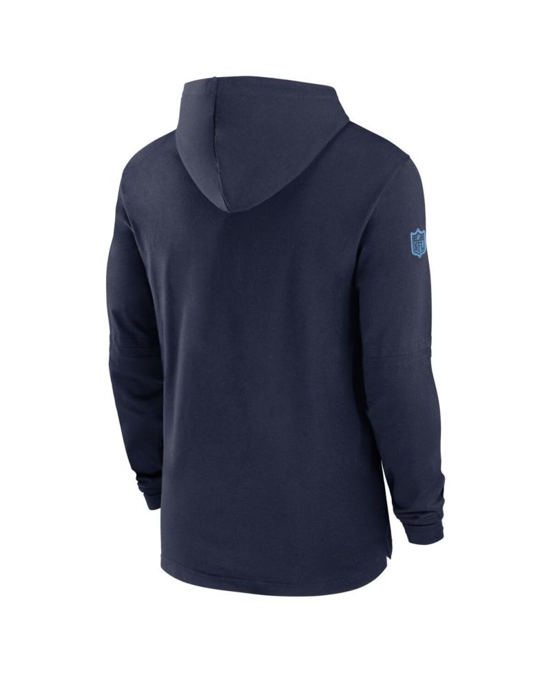 Men's Navy Tennessee Titans Sideline Hoodie Performance Long Sleeve T-Shirt