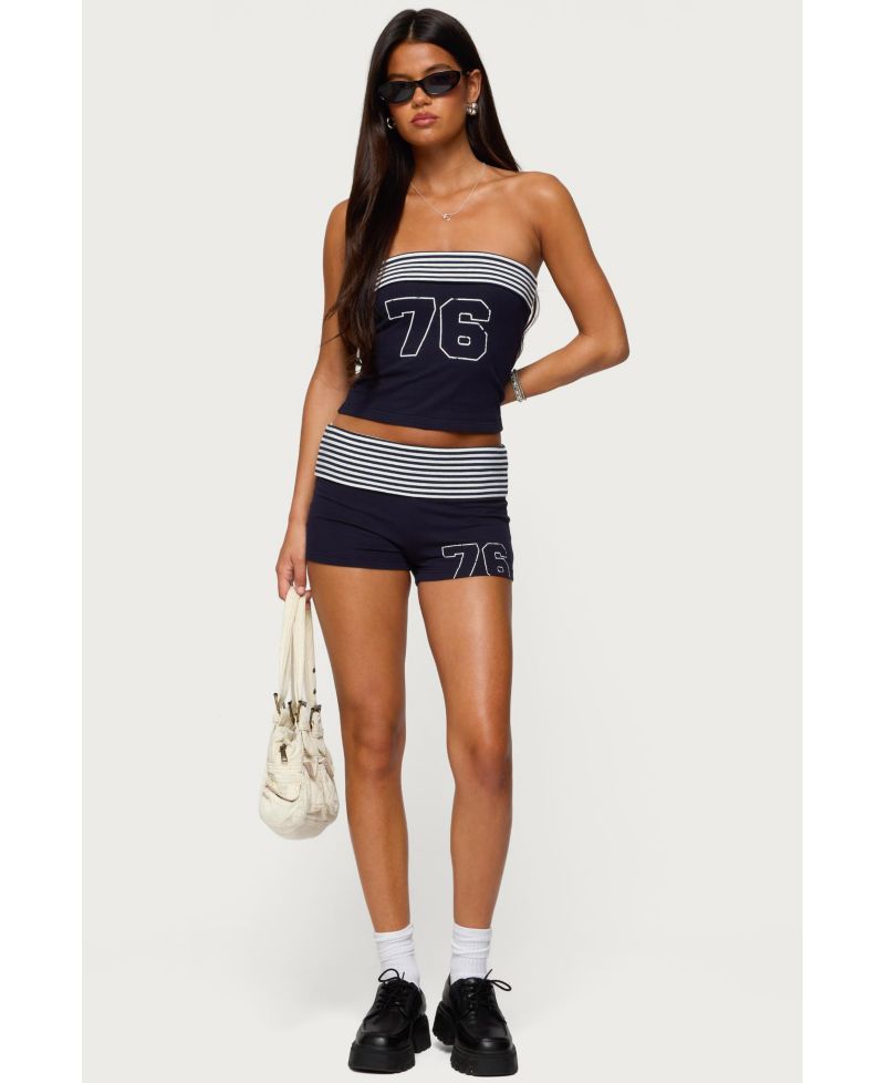 Women's 76 Stripey Fold Over Shorts