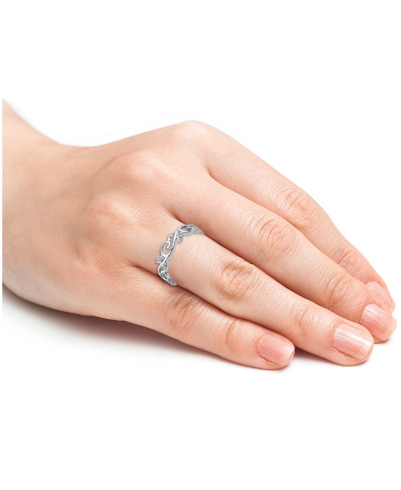 Diamond Vine & Leaf Ring (1/10 ct. t.w.) in Sterling Silver