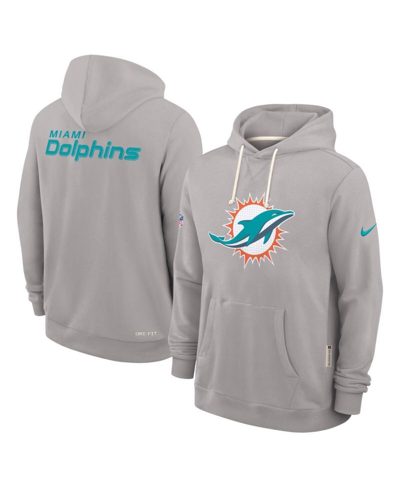 Men's Charcoal Miami Dolphins Sideline Standard Issue Initial Home Dri-FIT Hoodie