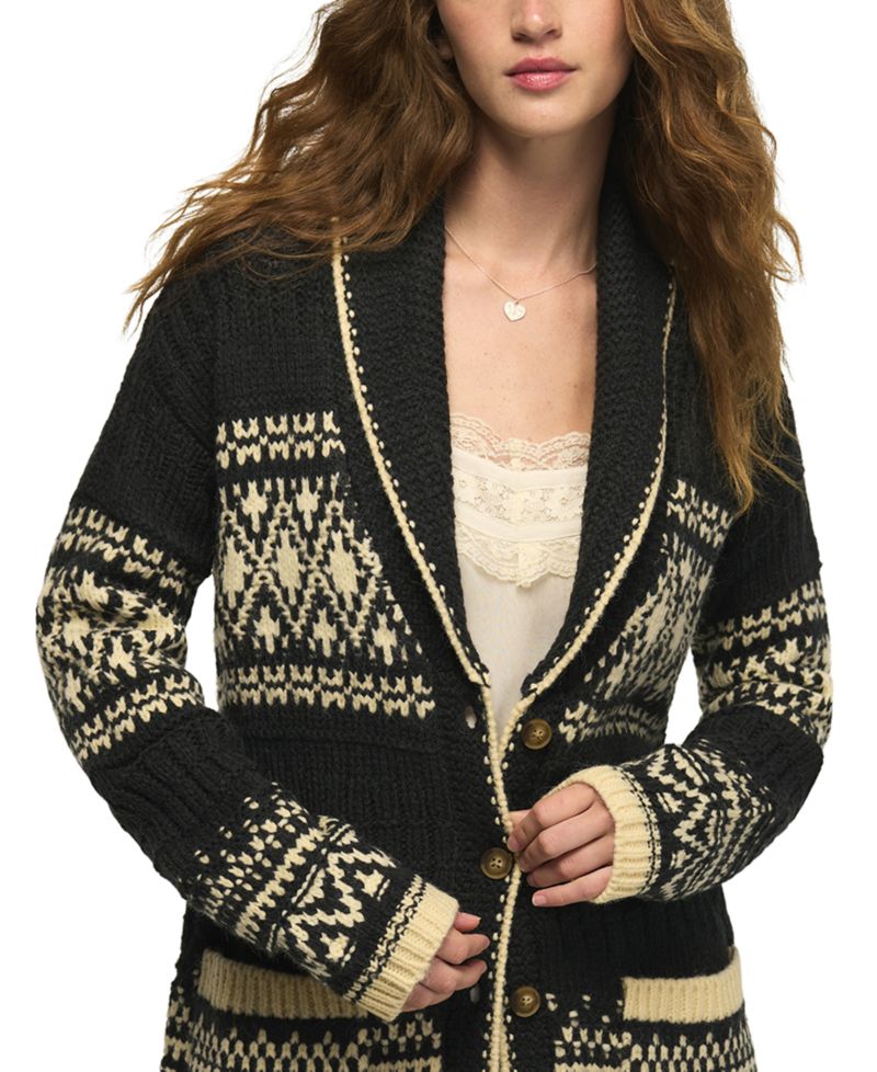 Women's Shawl-Collar Fair Isle Cardigan