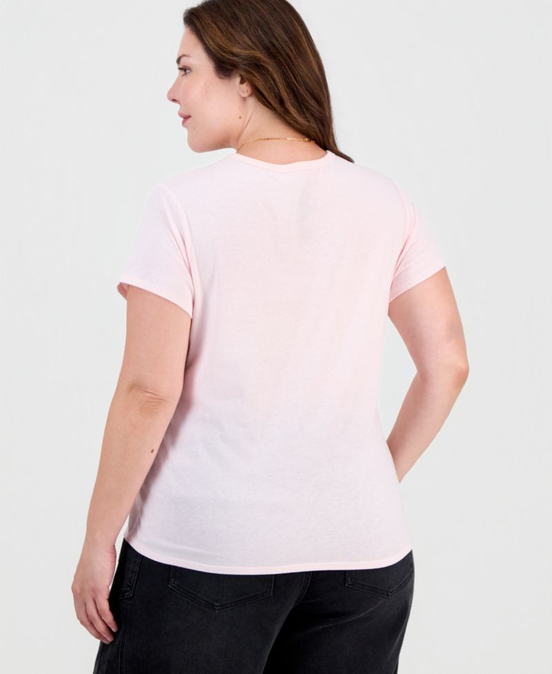 Plus Size Hello Kitty Tee With App Graphic Crewneck T-Shirt