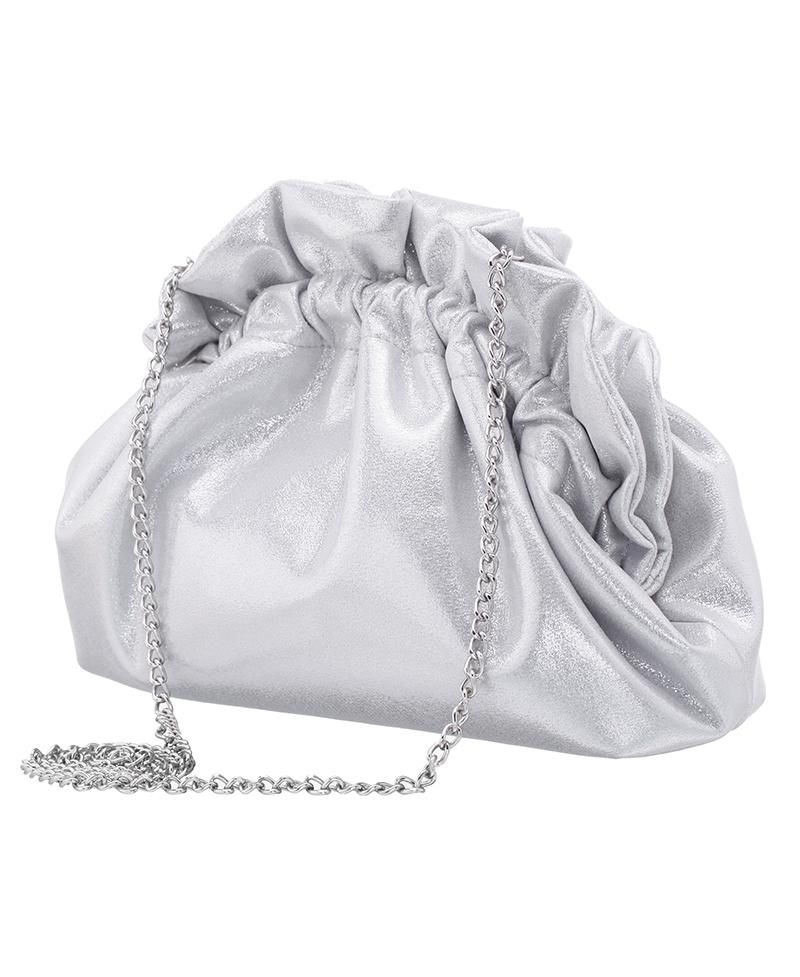 Metallic Gathered Crossbody Pouch Bag