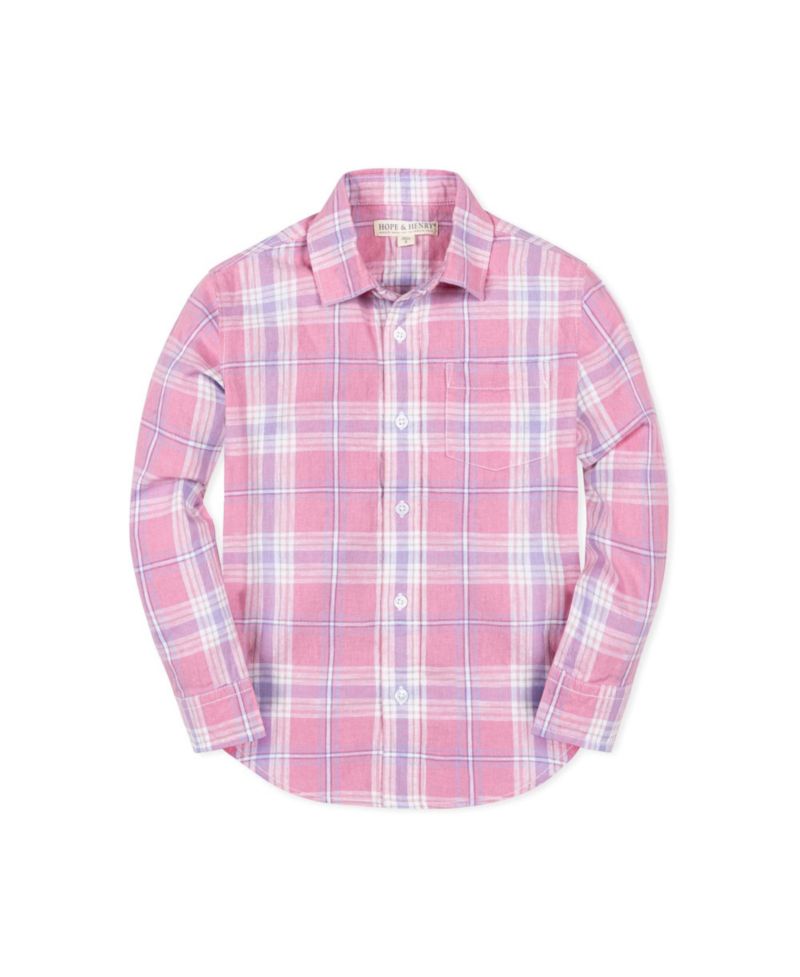 Boys Hope and Henry Linen Long Sleeve Button Down Shirt