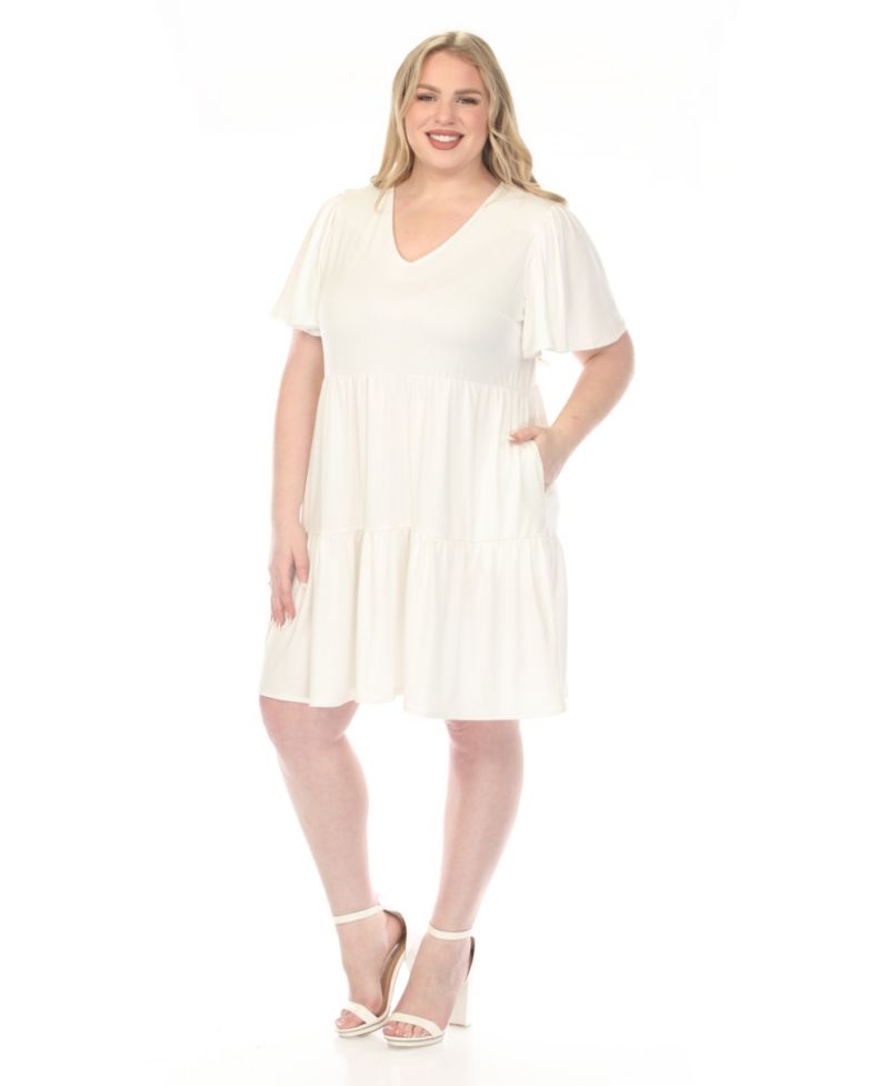Plus Size V-Neck Short-Sleeve Dress