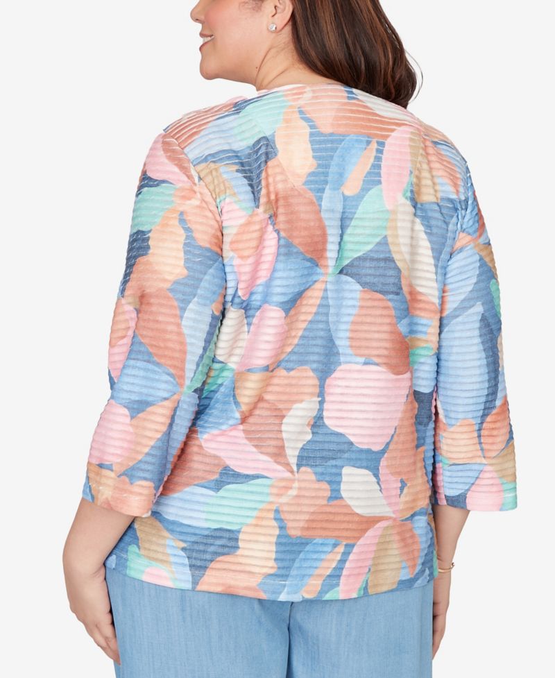 Plus Size Beachcomber Abstract Floral V-Neck Top
