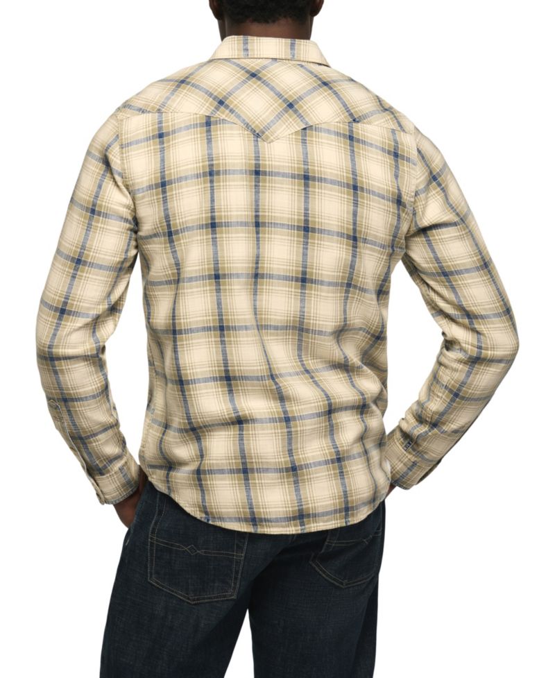 Men's Indigo Plaid Long-Sleeve Western Shirt