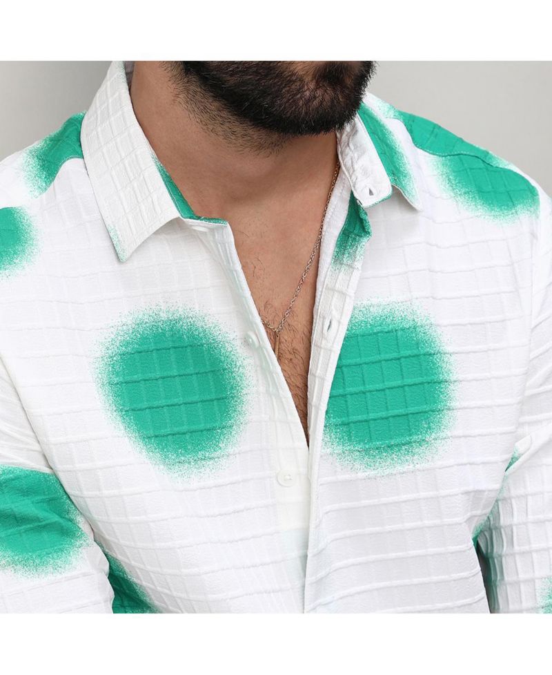 Men's Chalk White:Emerald Green Spraypaint Shirt