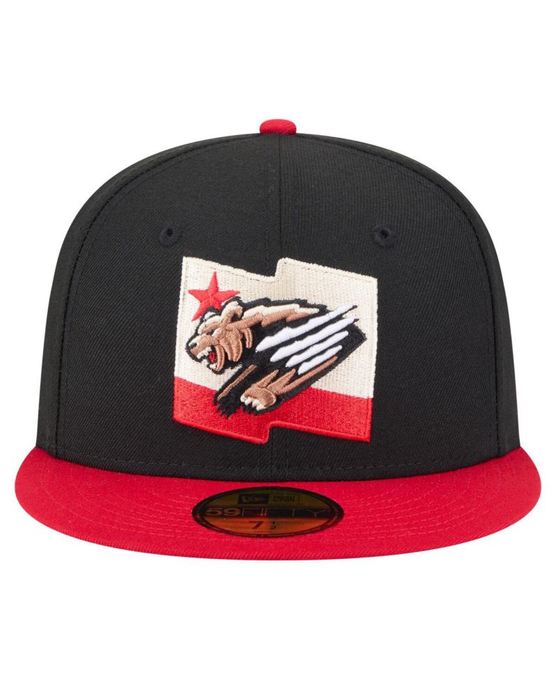 Men's Black/Red Fresno Grizzlies Authentic Collection 59FIFTY Fitted Hat