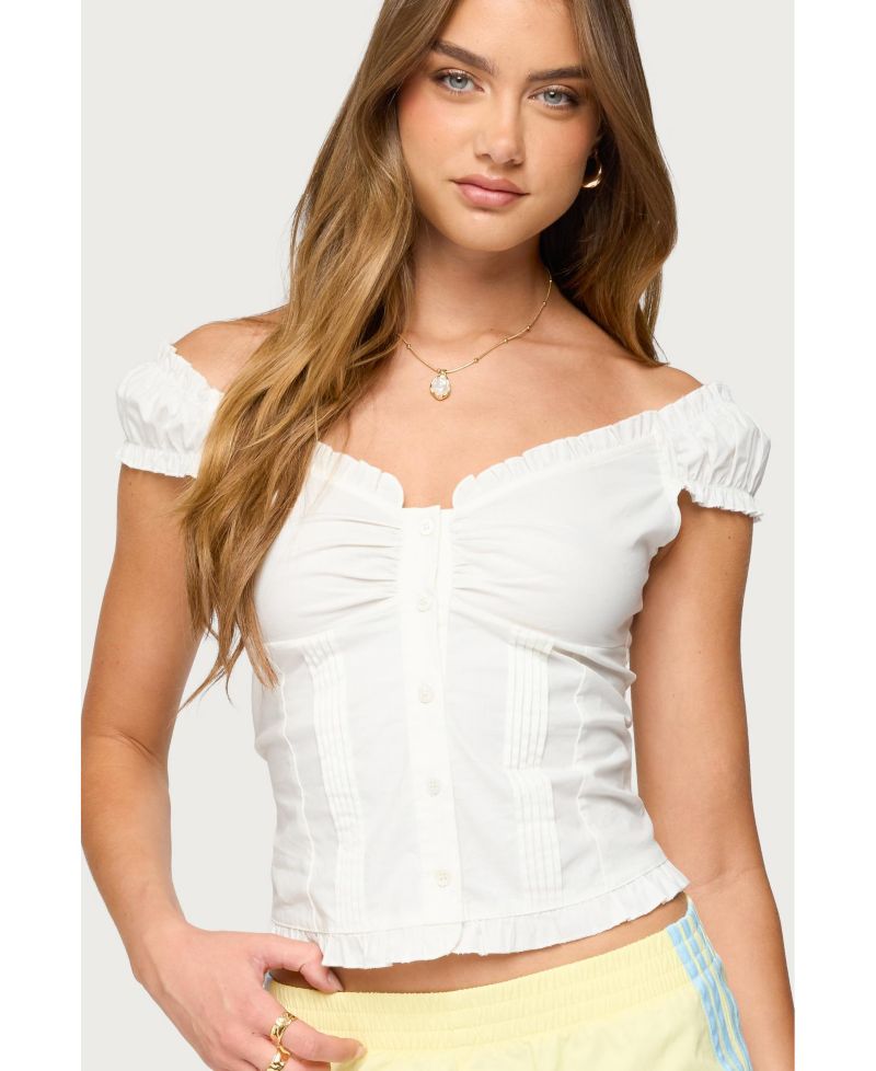 Women's Arlow Ruffle Button Up Top