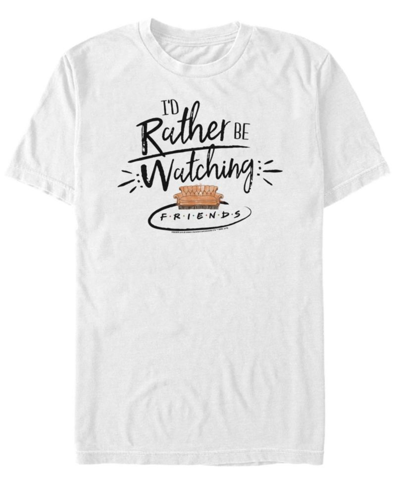 Friends Men's I'D Rather Be Watching Friends Text Short Sleeve T-Shirt