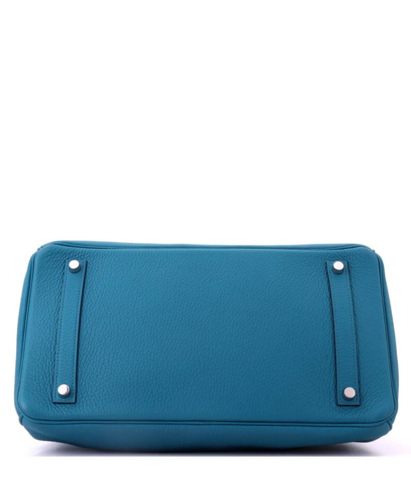 Birkin 35 Handbag Blue Clemence with Palladium Hardware