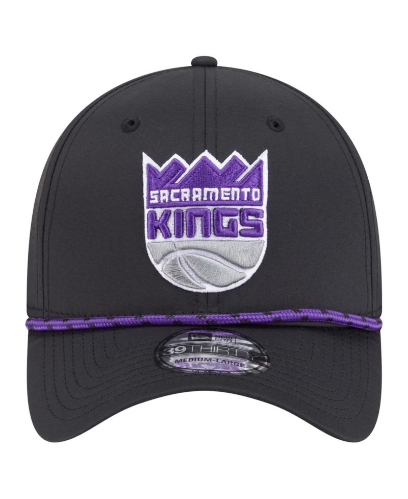 Men's Black Sacramento Kings Featherweight Poly Rope Flex 39Thirty Hat