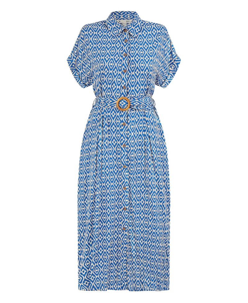 Women's Belted Midi Shirt Dress