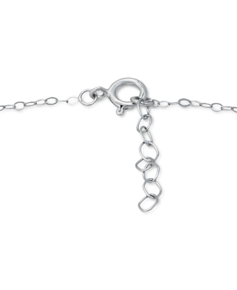 Cubic Zirconia Graduated Three Stone Chain Link Ankle Bracelet in Sterling Silver