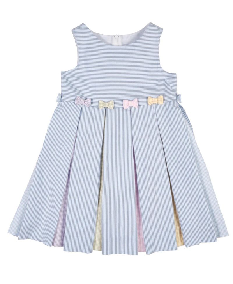 Big Girls Multicolor Seersucker Pleated Dress