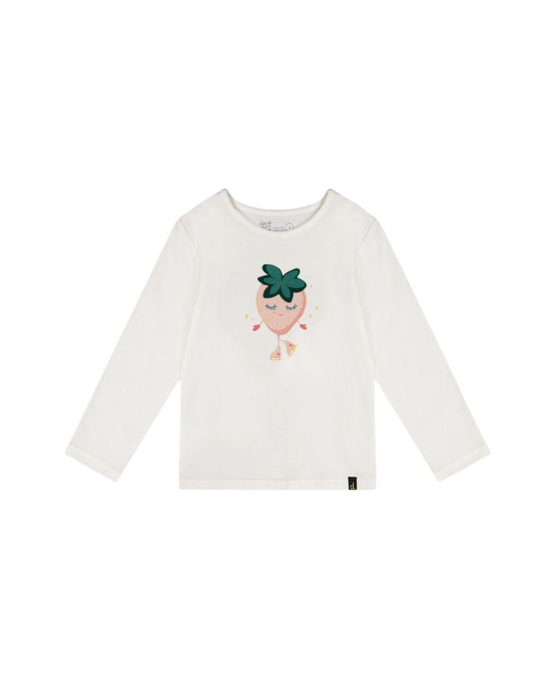 Little Girls Long Sleeve Organic Cotton Strawberry T-Shirt