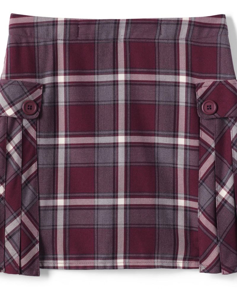 Girls Plus Side Pleat Plaid Skort Above the Knee