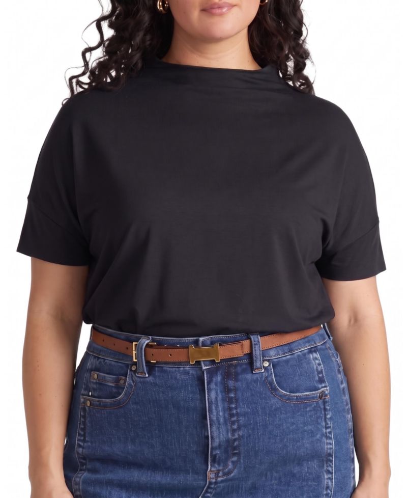 Plus Size Petra Mockneck Dolman-Sleeve Rayon-Blend T-Shirt