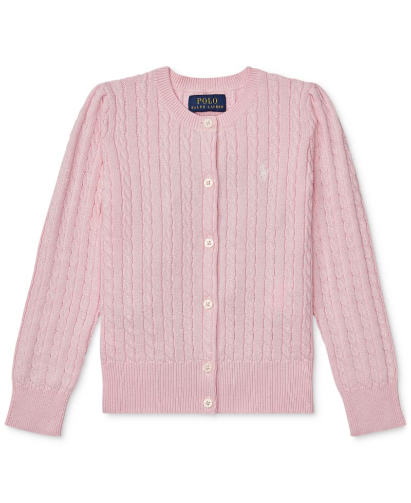 Girls' 2T-6X Cable-Knit Cotton Cardigan