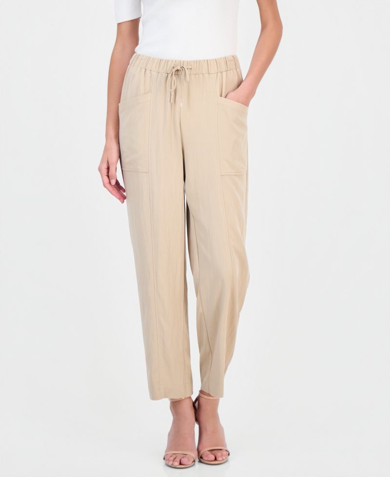 Annie Klein Women's Tie-Waist Straight-Leg Ankle Pants, Regular & Petite