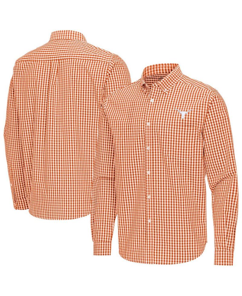 Men's Burnt Orange Texas Longhorns Ellis Woven Tri-Blend Long Sleeve Button-Down Shirt