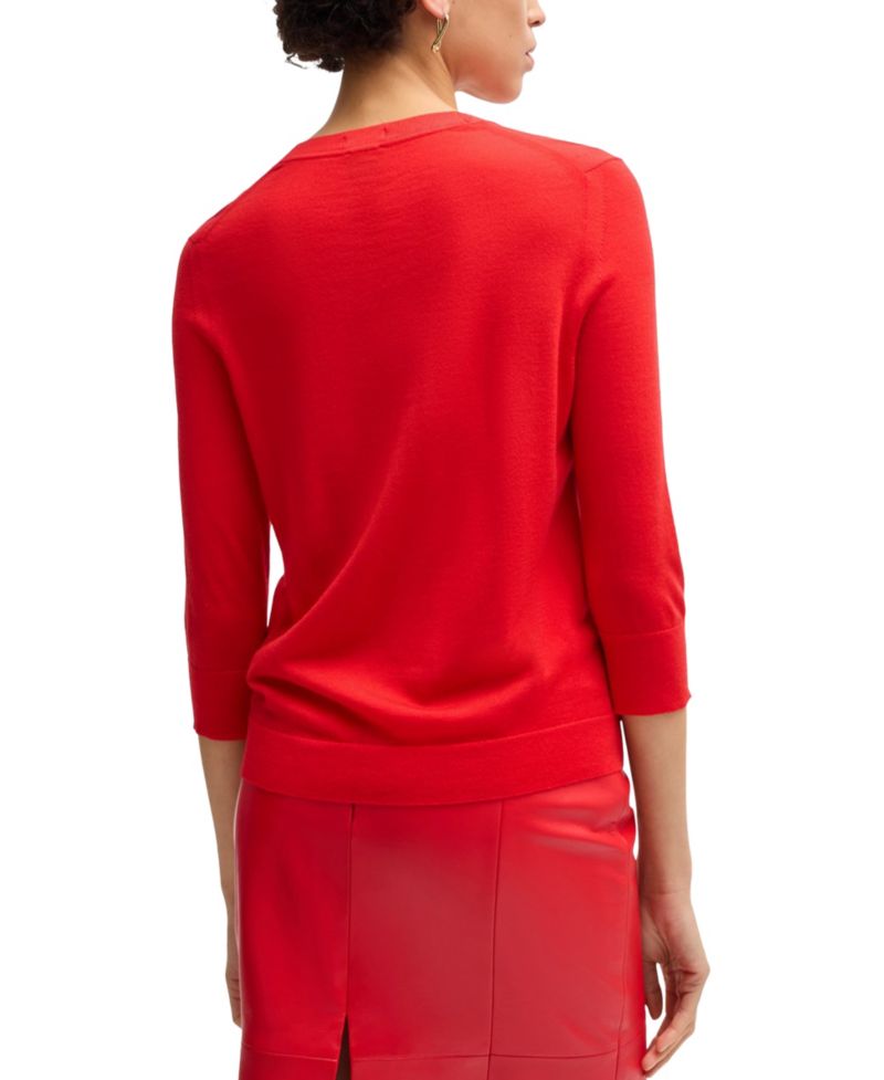 BOSS by Women's Merino Wool Henley Sweater