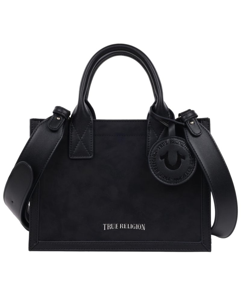 Suede PU Box Tote with Logo Tag