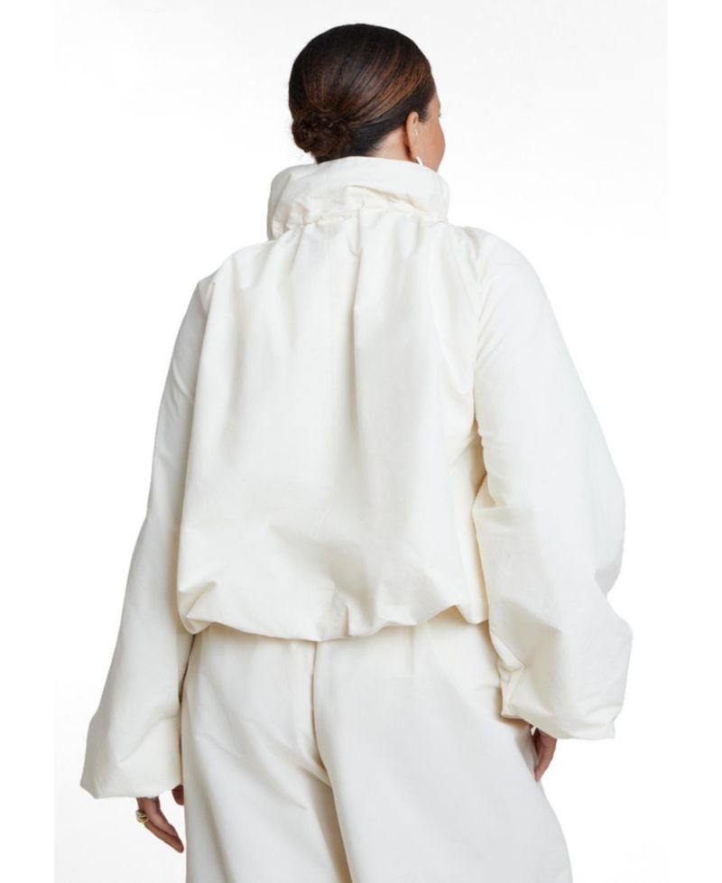 Plus Size Cotton-Blend Drawcord Bomber Jacket