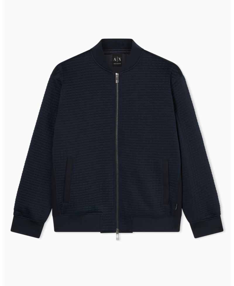 Men's Quilted Textured Bomber Jacket