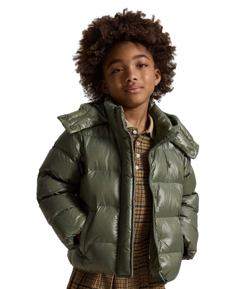 Girls' 2T-6X Glossy Down Hooded Jacket