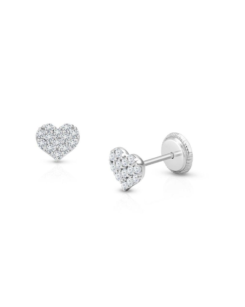 14K Gold Dearest Heart Stud Screw Back Earrings