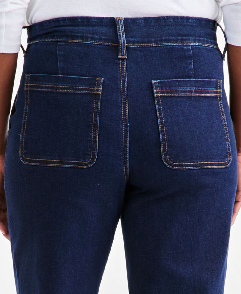 Petite High-Rise Pull-On Straight-Leg Jeans