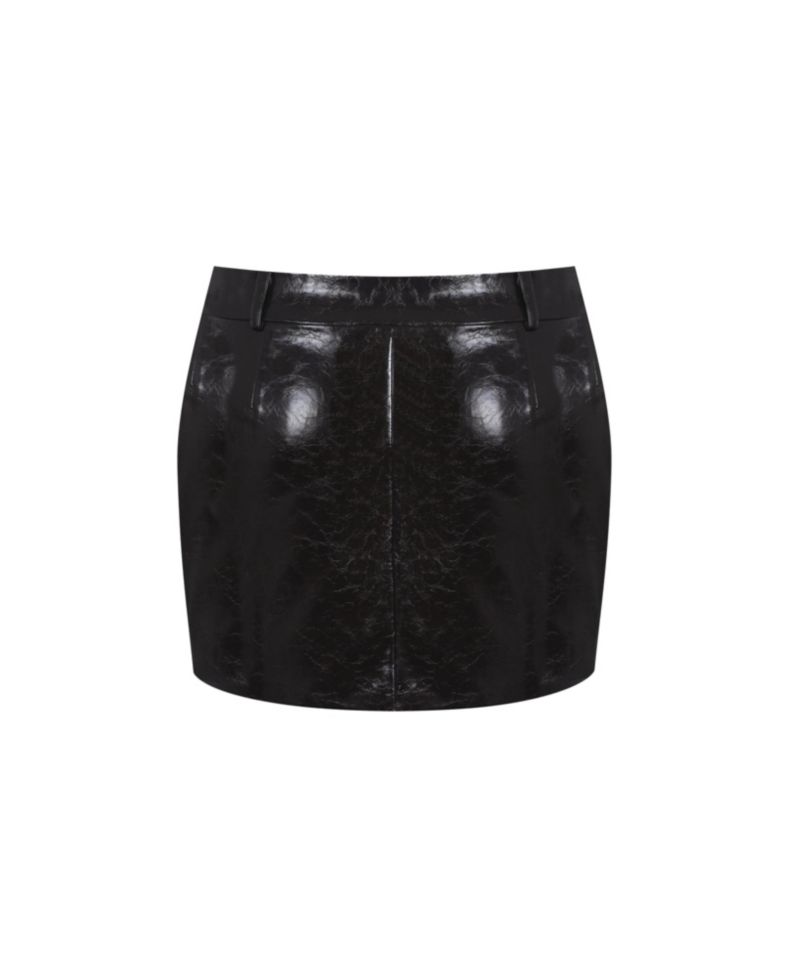 Women's Vivian Mocha Faux Leather Low-Rise Mini Skirt