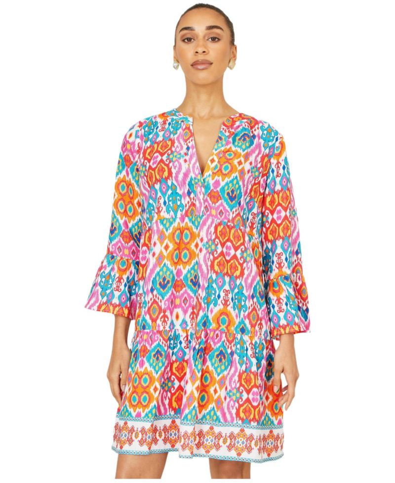 Women's Ikat Print Viscose Beach Tunic Dress