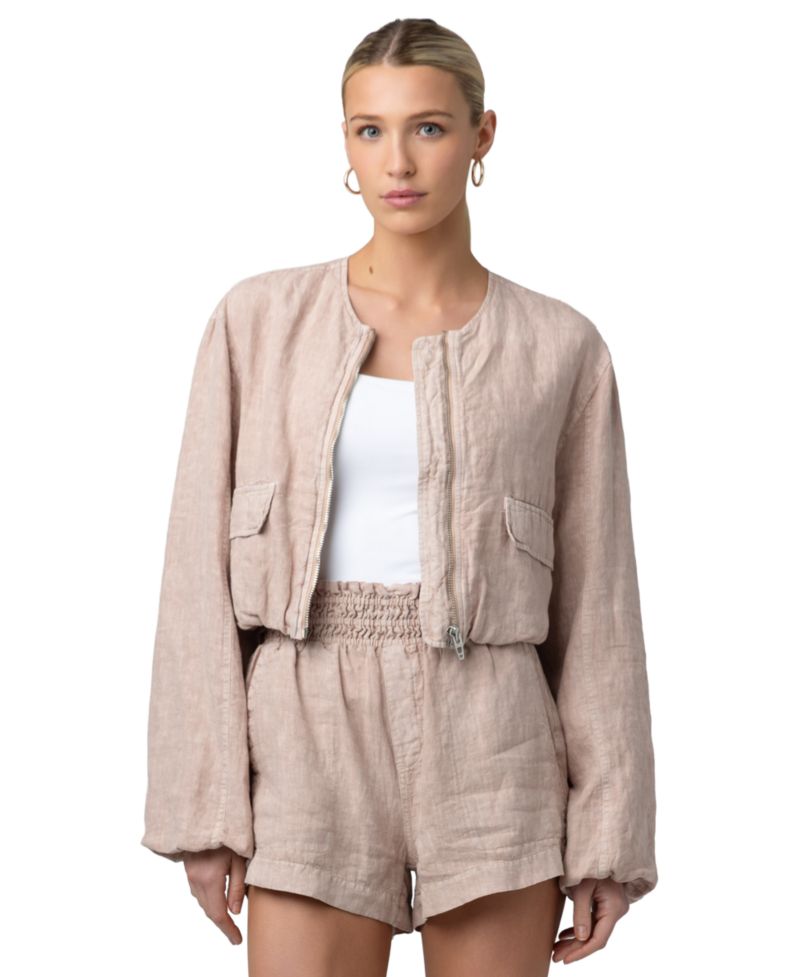 Women's Collarless Zipper Jacket