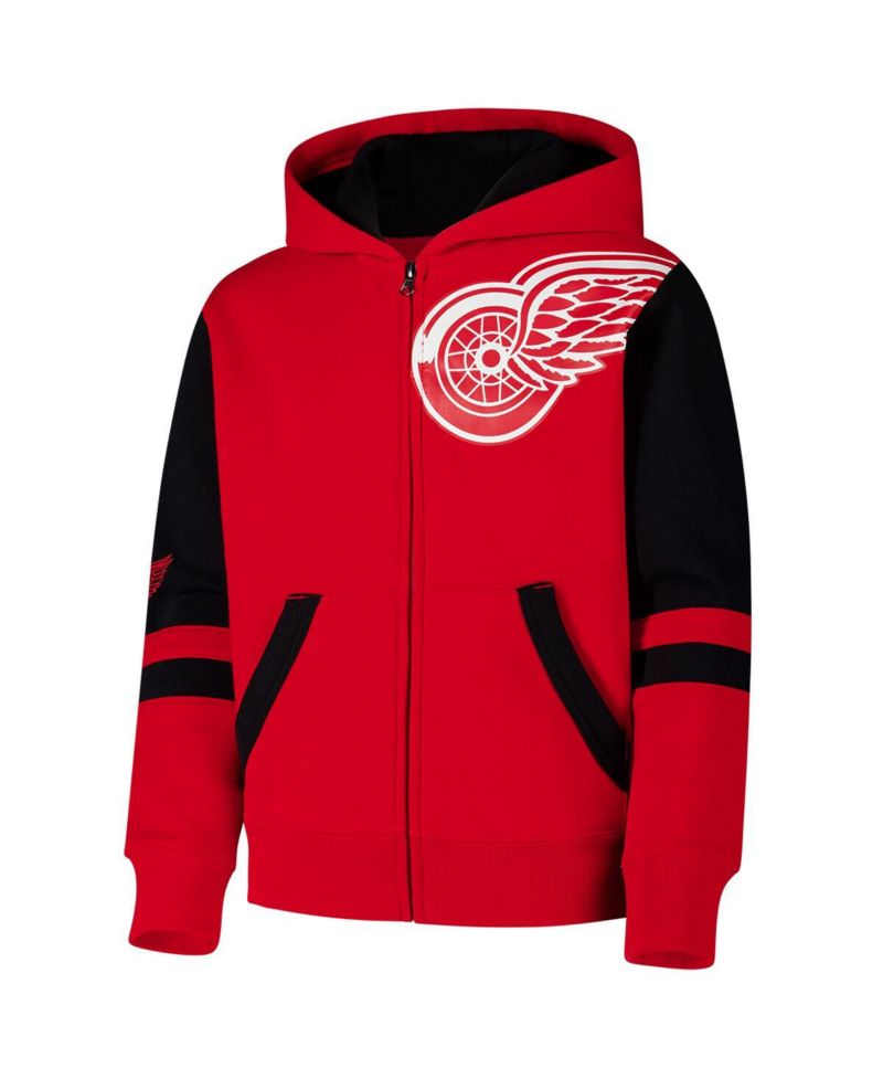 Big Boys and Girls Red Detroit Red Wings Face Off Full Zip Hoodie