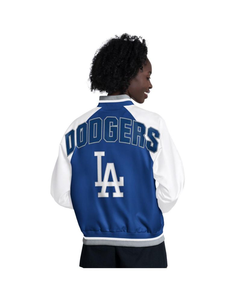 Women's White/Royal Los Angeles Dodgers Blitz Varsity Raglan Full-Snap Satin Jacket