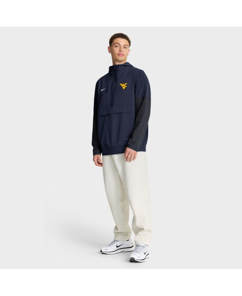 Men's Navy West Virginia Mountaineers Anorak Half-Zip Hoodie Jacket