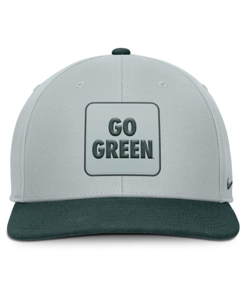 Men's Gray/Green Michigan State Spartans 2025 Sideline Campus Pro Local Snapback Hat