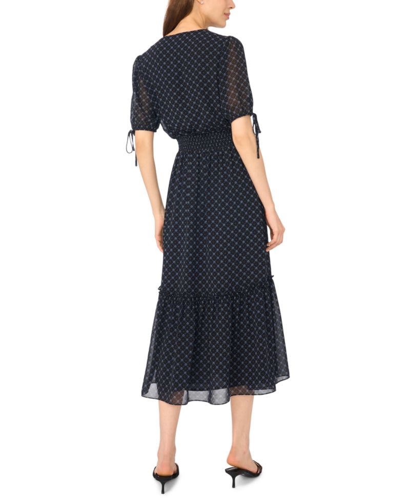 Women's V-Neck Chiffon Smocked Waist Dress