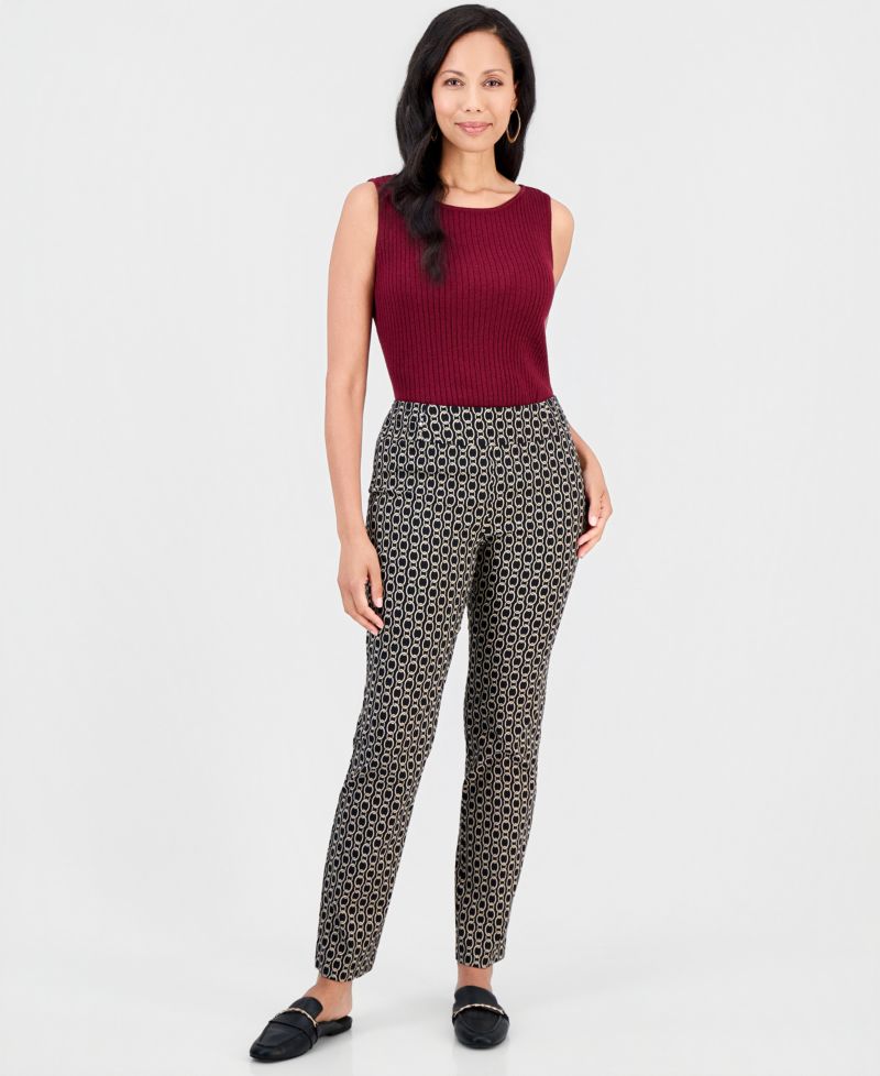 Women's Printed Pull-On Straight Leg Pants
