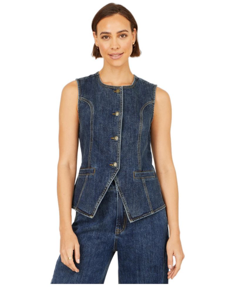Women's Stretch Long Denim Waistcoat
