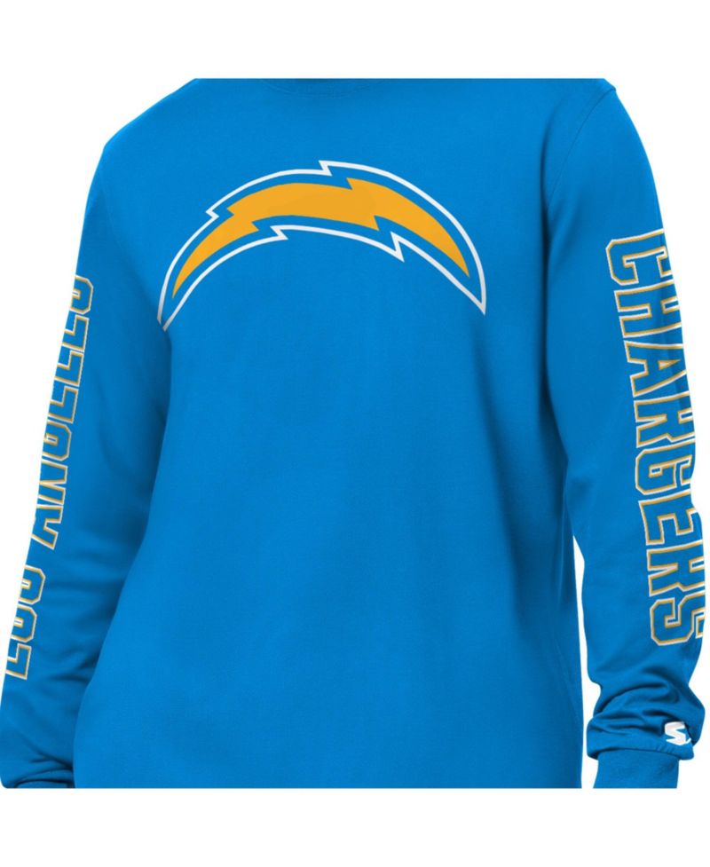Men's Powder Blue Los Angeles Chargers Clutch Hit II Long-Sleeve T-Shirt