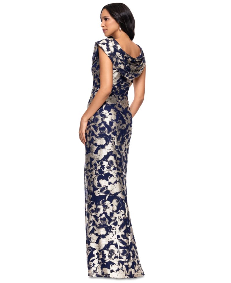 Women's Floral-Foil Powermesh Sheath Dress