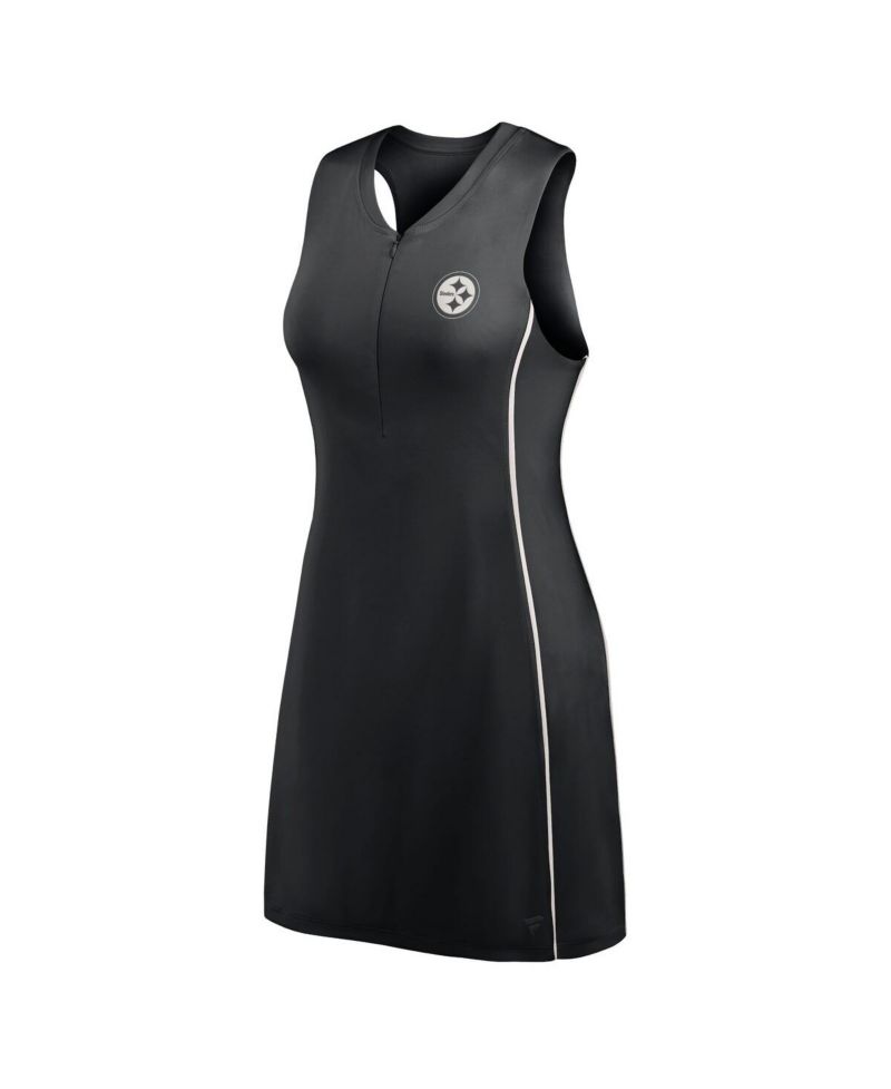 Women's Black Pittsburgh Steelers Studio Boost Athletic Half-Zip Dress