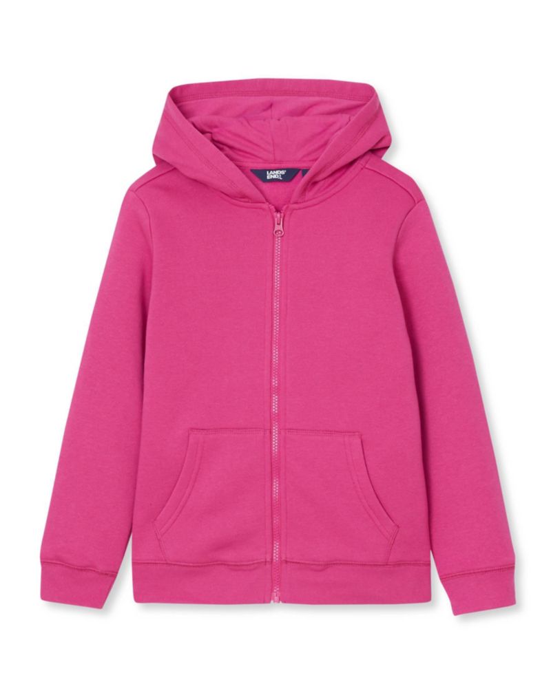Girls' 4-16 Long-Sleeve Cotton-Blend Fleece Full-Zip Hoodie with Kangaroo Pocket