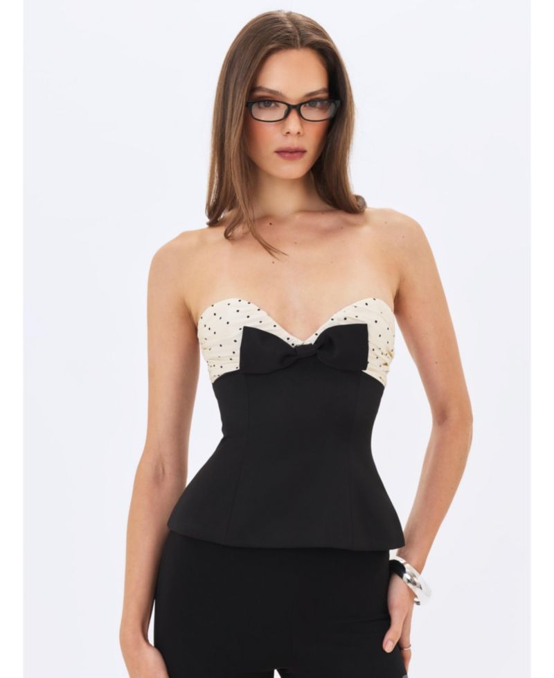 Women's Ulrike Polka Dot Sweetheart Peplum Top