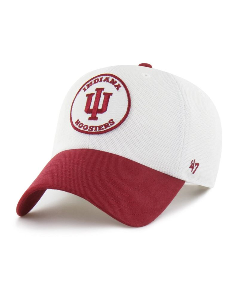 Men's and Women's '47 White/Crimson Indiana Hoosiers Pique Patch Clean Up Adjustable Hat